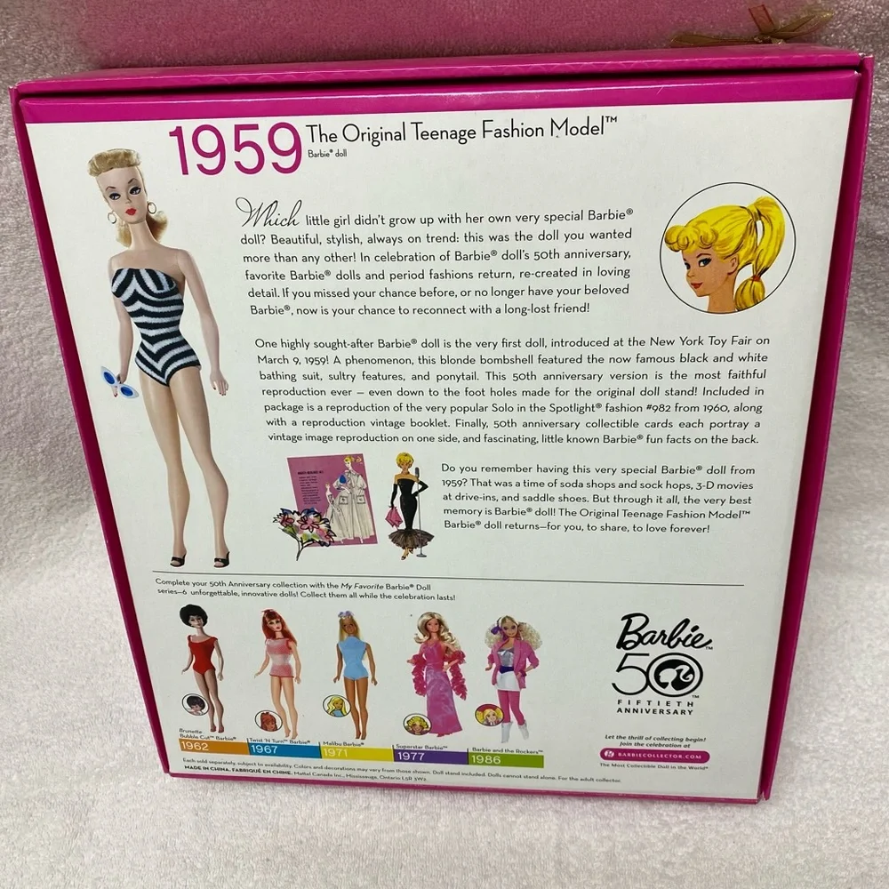 Barbie Collectors 50th Anniversary of 1959 Original Teenage Fashion Model